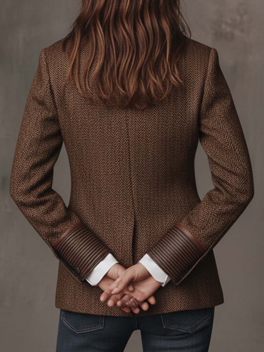 Gisella | Blazer con Paneles Estampados de Espiga