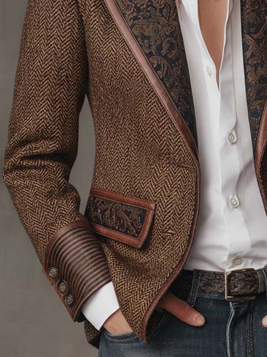 Gisella | Blazer con Paneles Estampados de Espiga